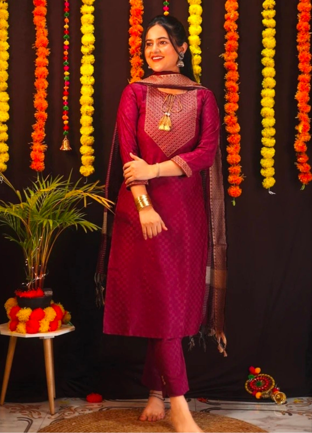 Tibra Attire Kurti Pant Set with
Dupatta for Women
