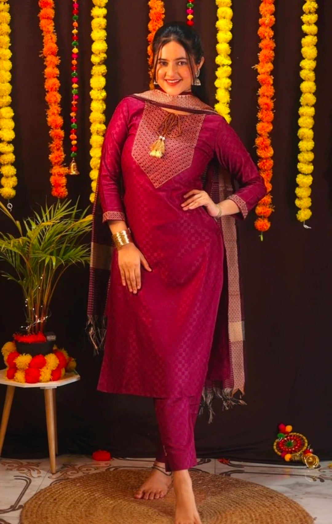 Tibra Attire Kurti Pant Set with
Dupatta for Women