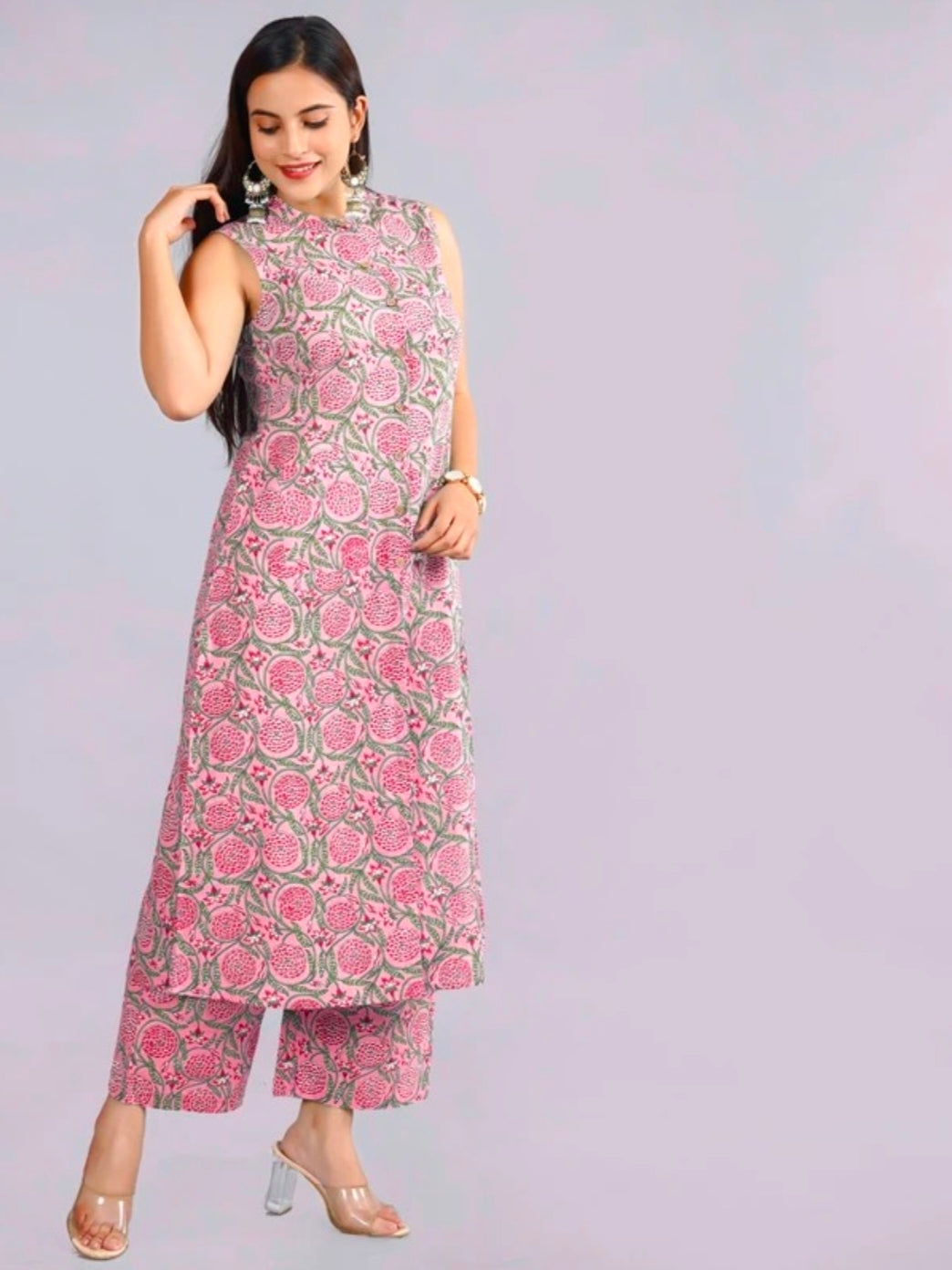 Printed sleeveles Kurta With Palazzo
