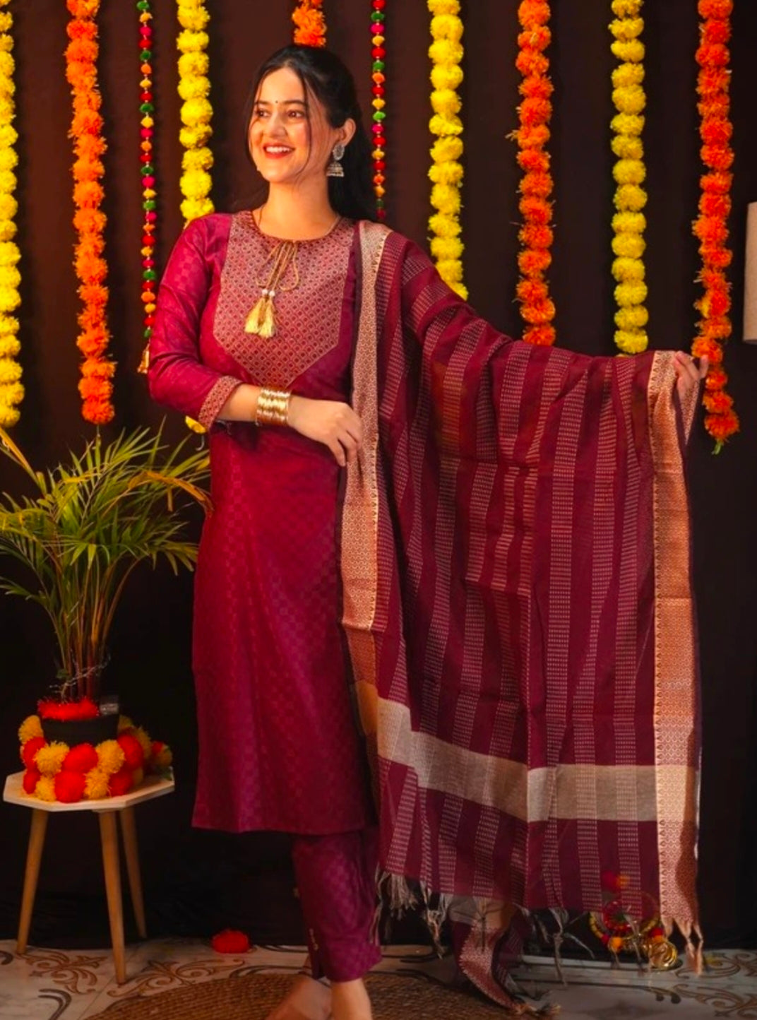 Tibra Attire Kurti Pant Set with
Dupatta for Women