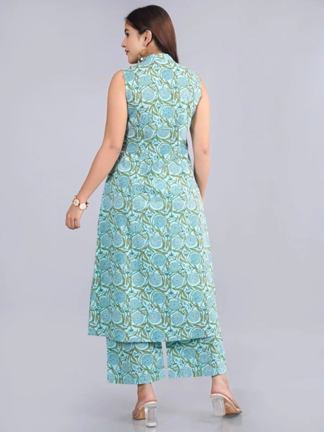 Printed sleeveles Kurta With Palazzo
