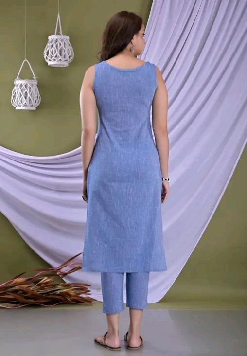 Embroidered Straight Kurta Pant set