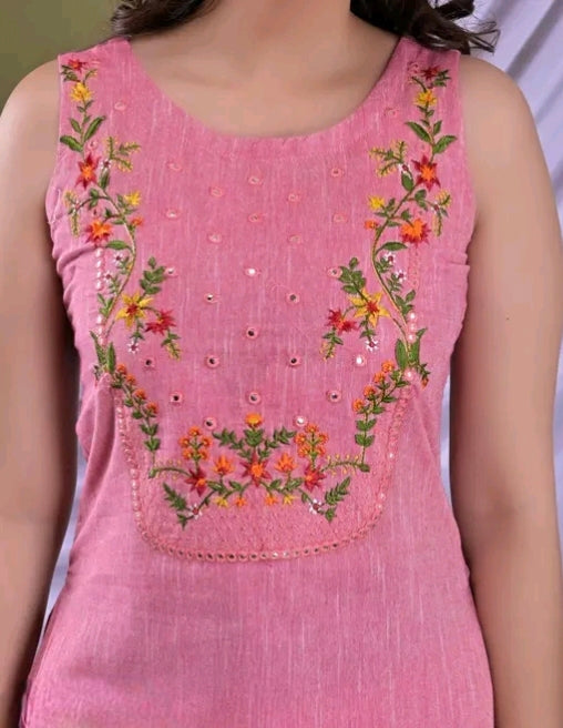 Embroidered Straight Kurta Pant set