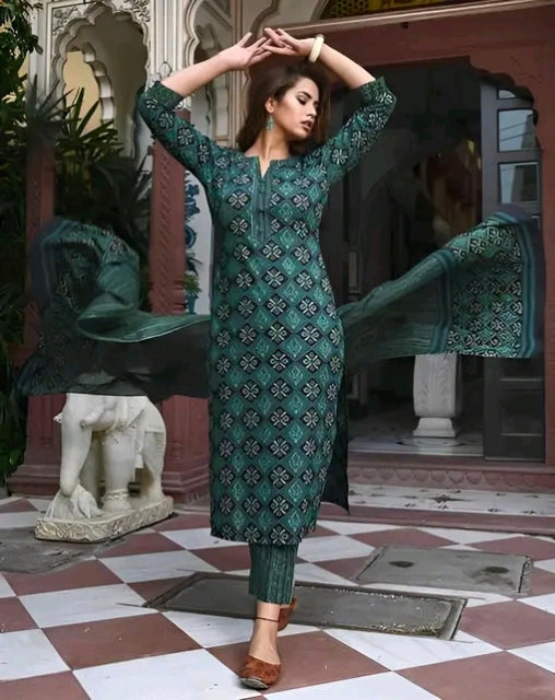 Printed Straight Kurta Suit Set