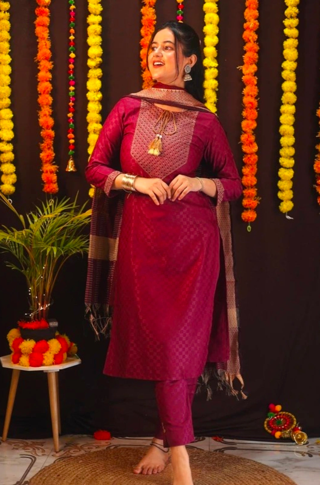 Tibra Attire Kurti Pant Set with
Dupatta for Women