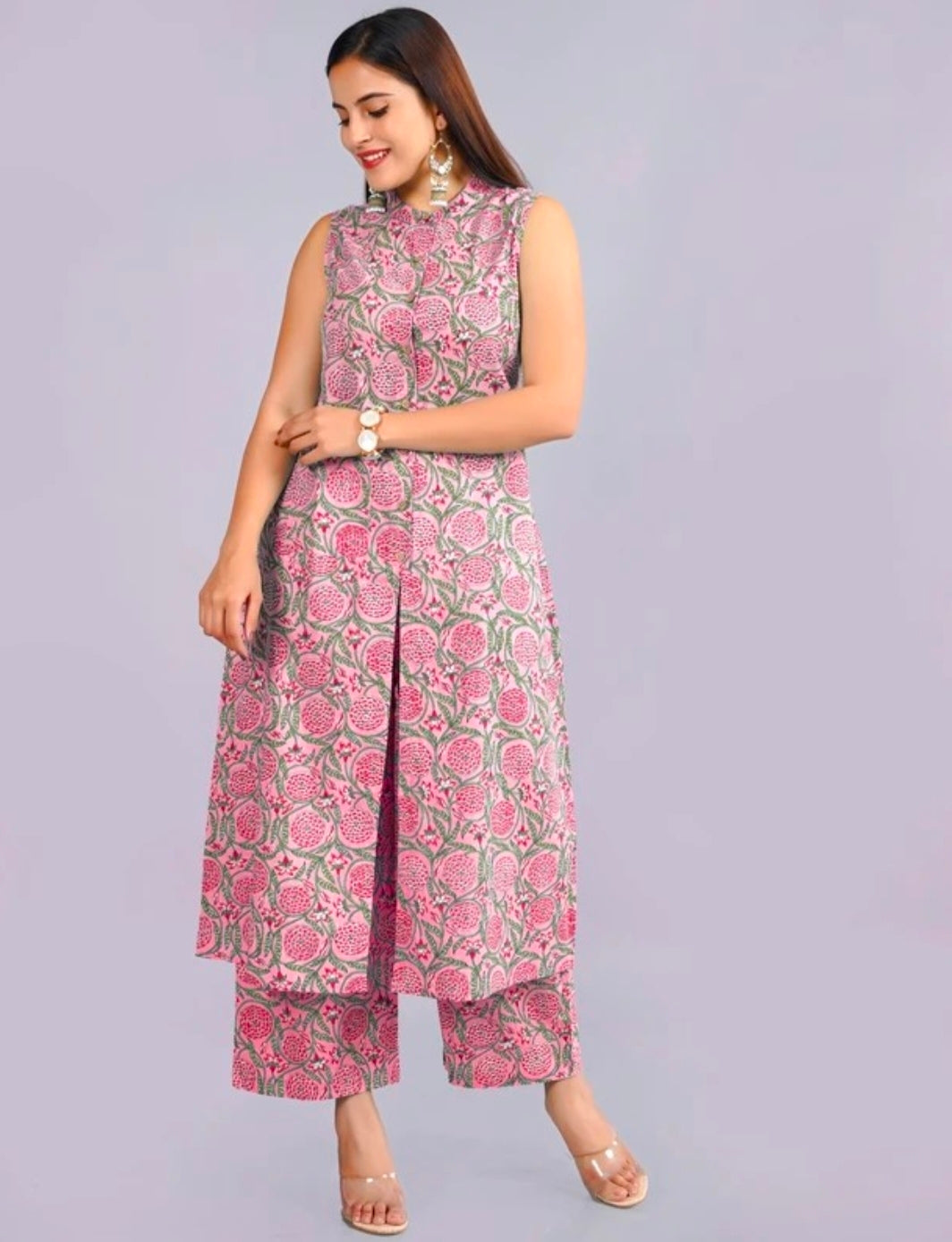 Printed sleeveles Kurta With Palazzo