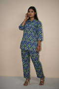 Blue & Green Printed Co-Ord Set for Women