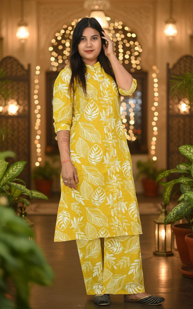 Mustard Botanical Co-ord Set