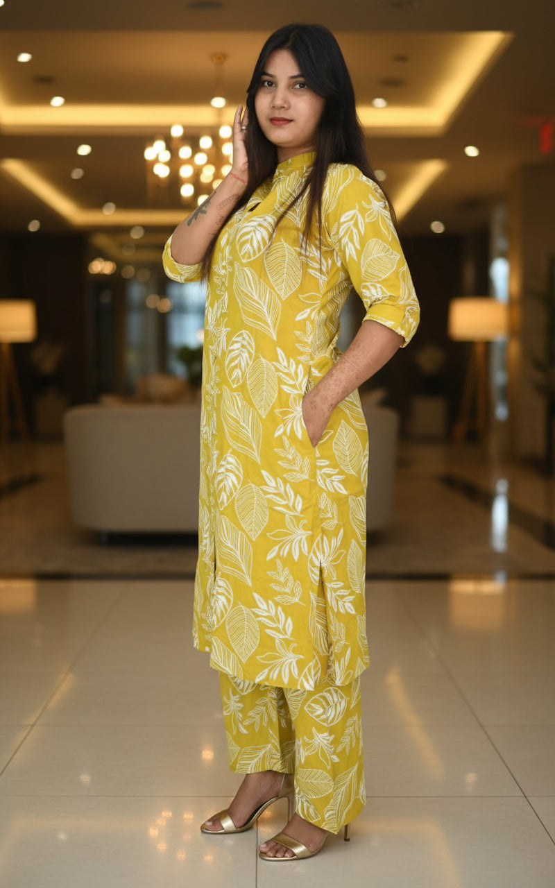 Mustard Botanical Co-ord Set