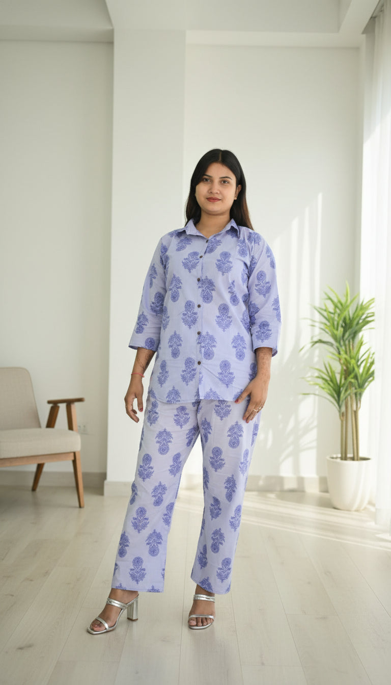 Floral Block-Print Cotton Co-ord Set