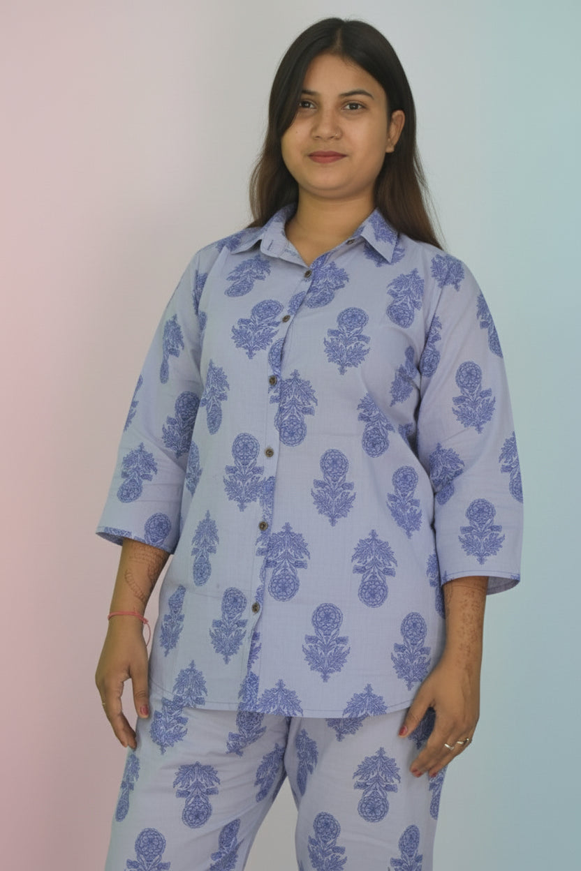 Floral Block-Print Cotton Co-ord Set