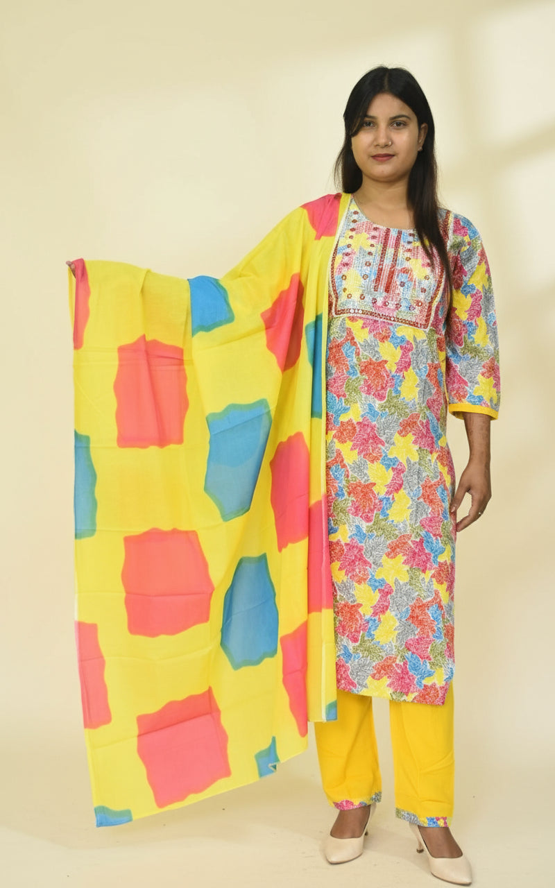 multi-colored floral printed Kurta