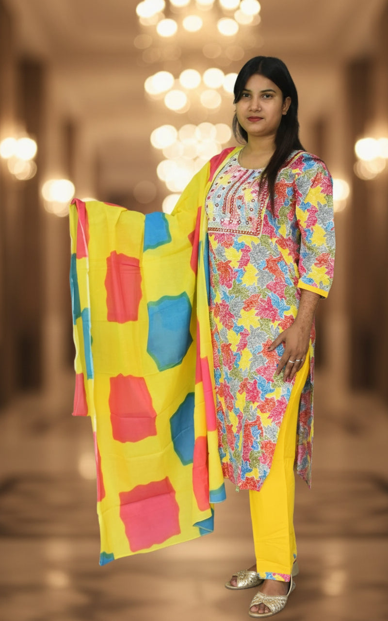 multi-colored floral printed Kurta