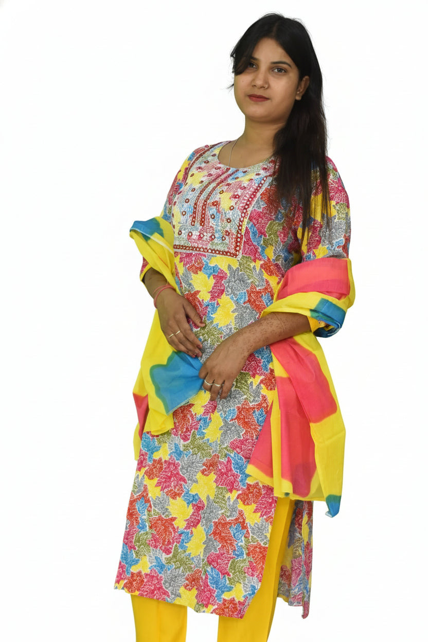 multi-colored floral printed Kurta