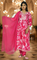Vibrant Fuchsia Floral Anarkali Set