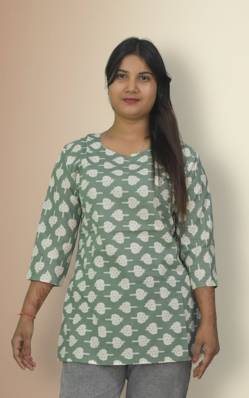 Sage Green Cotton Kurti
