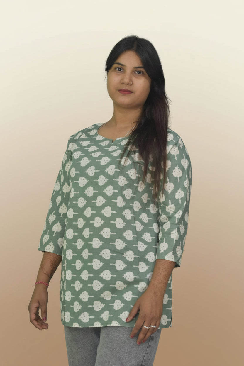 Sage Green Cotton Kurti