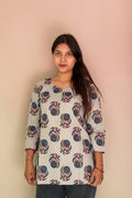 Floral Block-Print Cotton Short Kurti