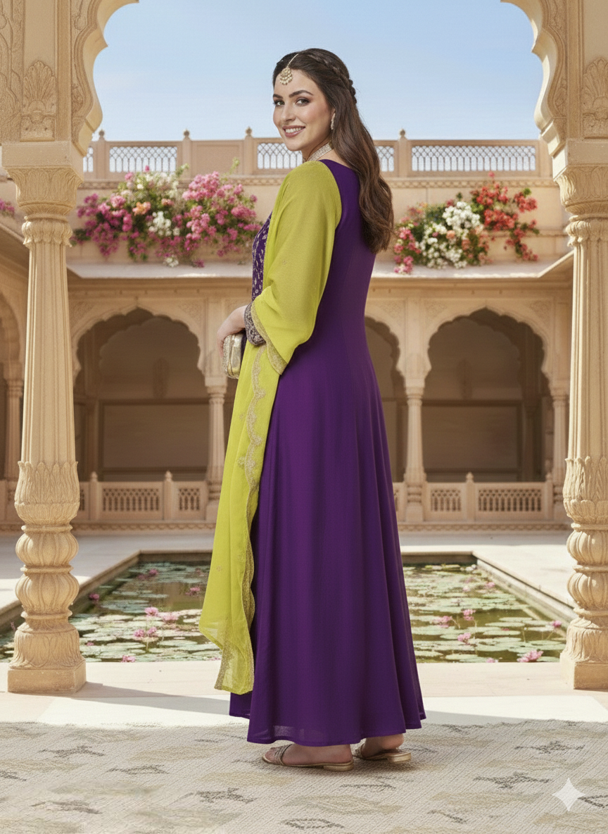 Silk Embroidered Kurta Set With Dupatta