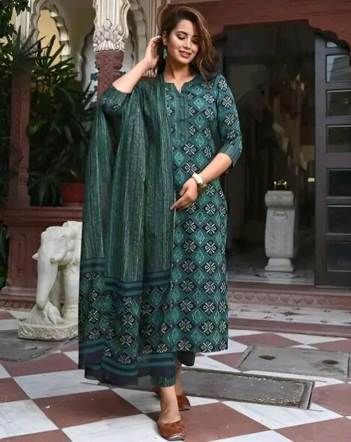 Printed Straight Kurta Suit Set