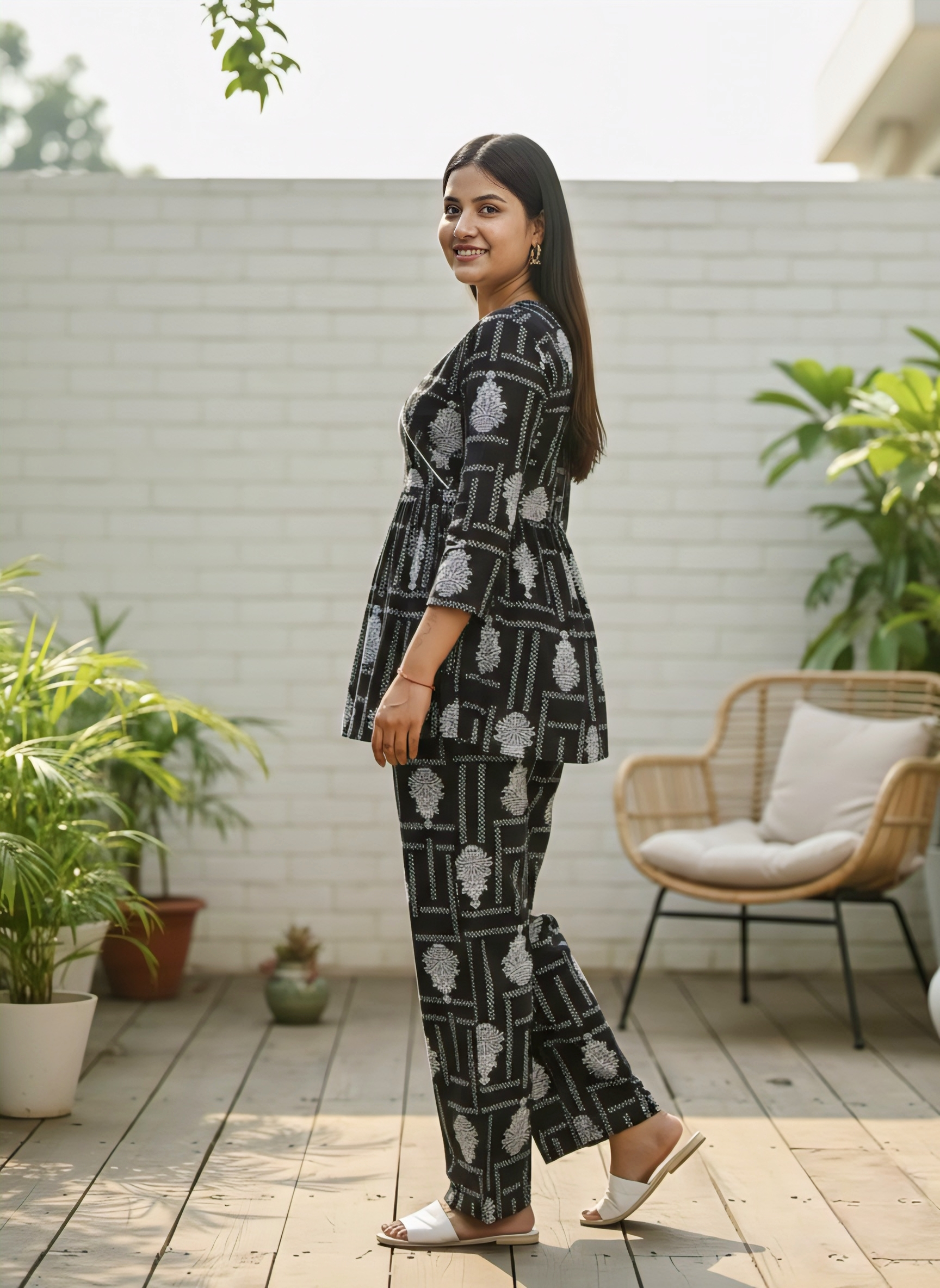 Black Printed Co-Ord Set for Women