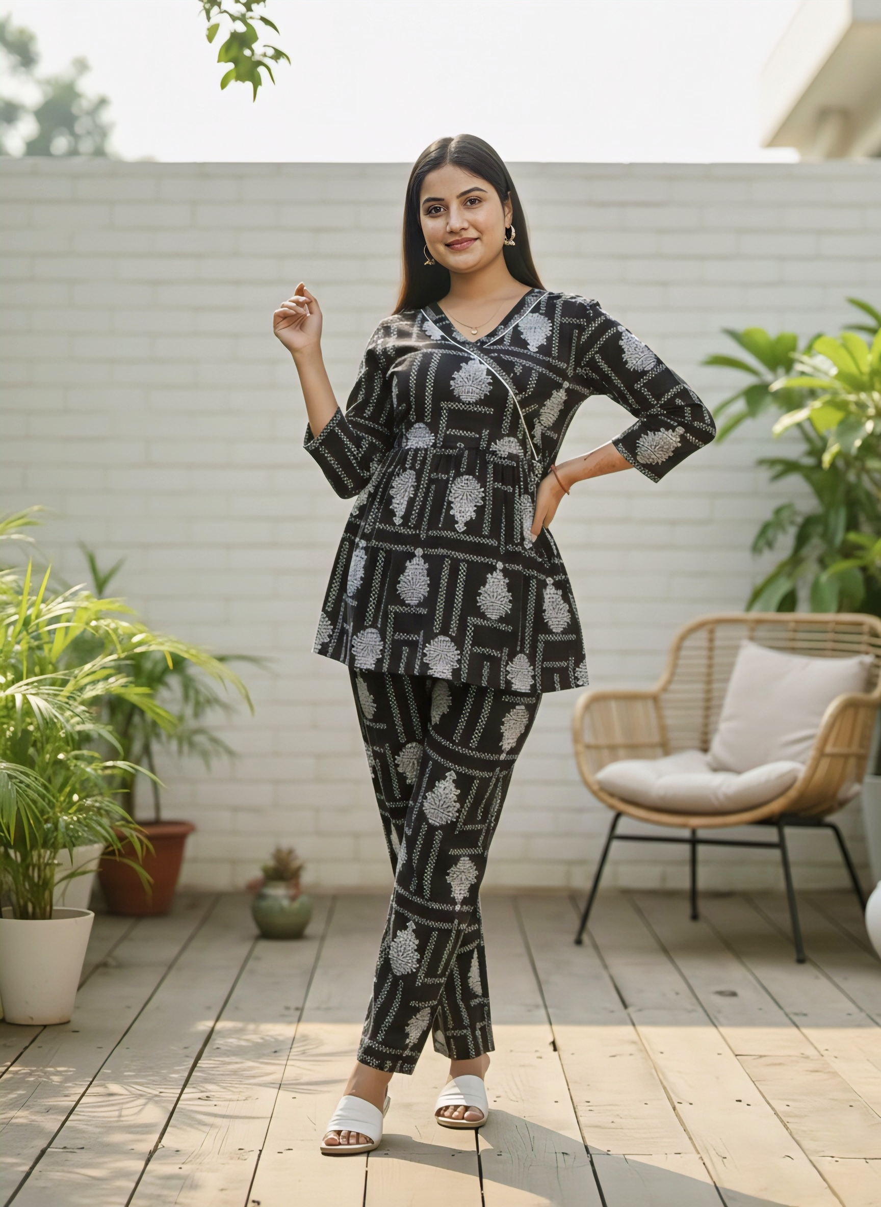Black Printed Co-Ord Set for Women