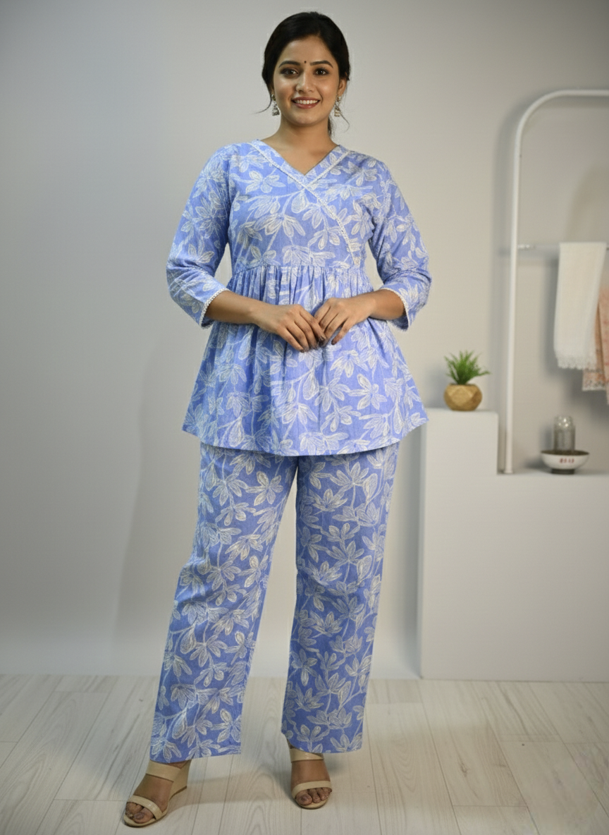 Blue & White Floral Co-ord Set