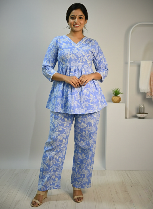 Blue & White Floral Co-ord Set