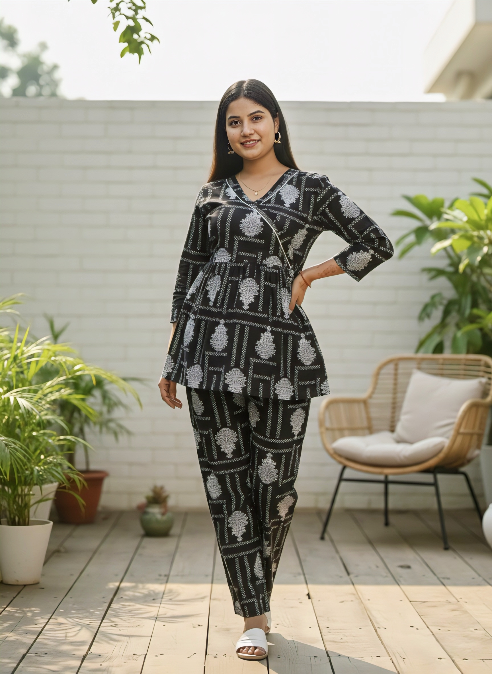 Black Printed Co-Ord Set for Women