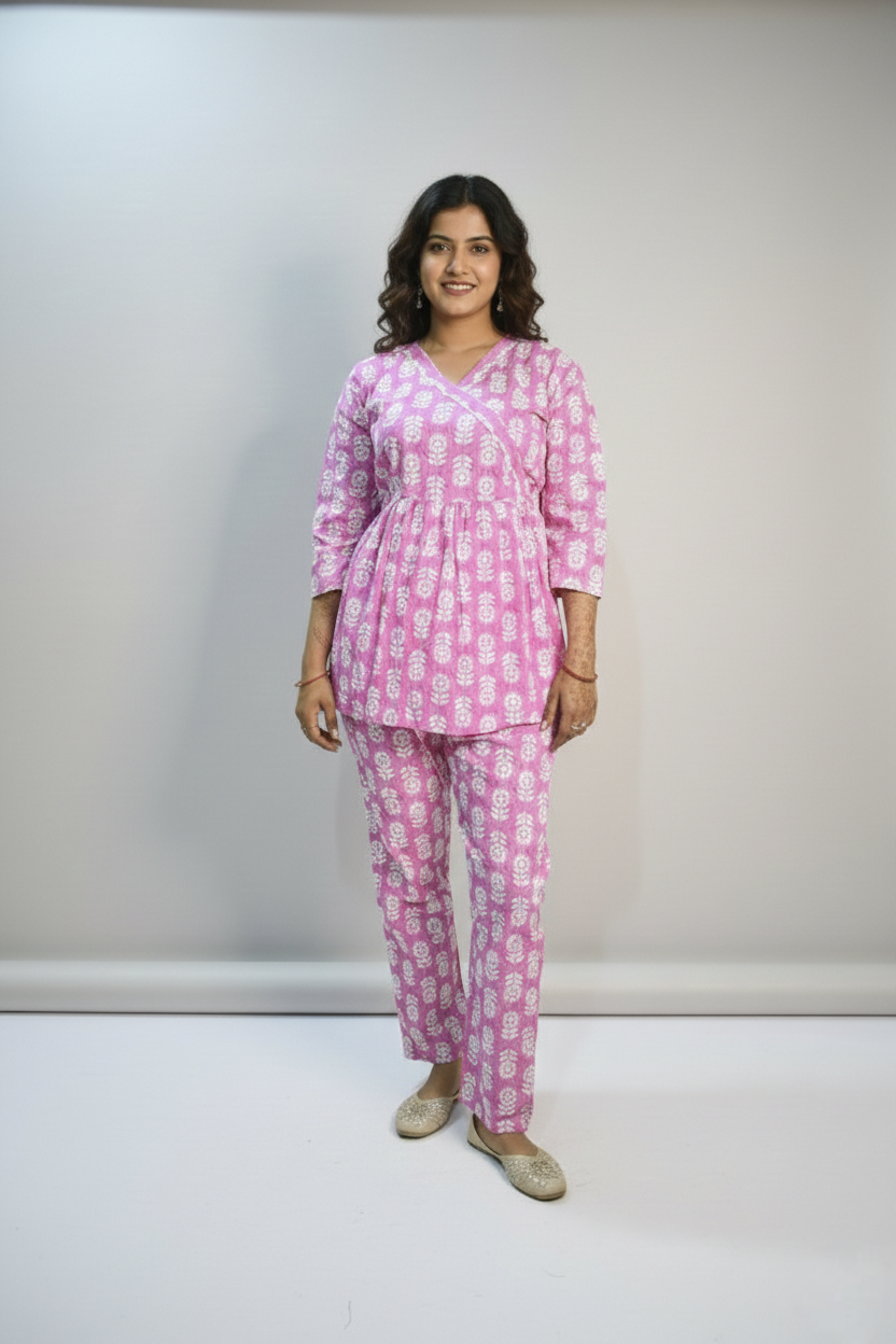 Pink Printed Co-Ord Set for Women
