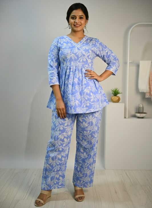 Blue & White Floral Co-ord Set