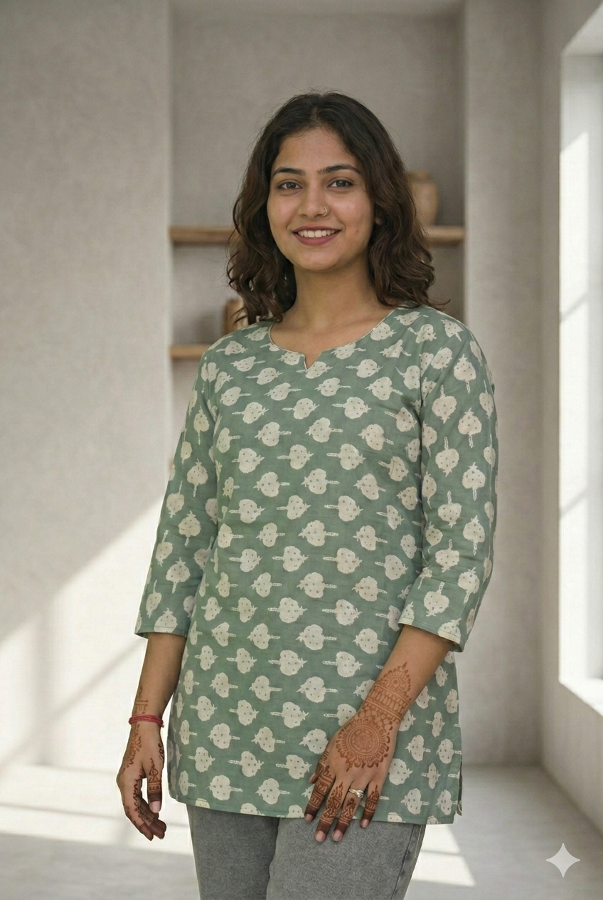 Sage Green Cotton Kurti