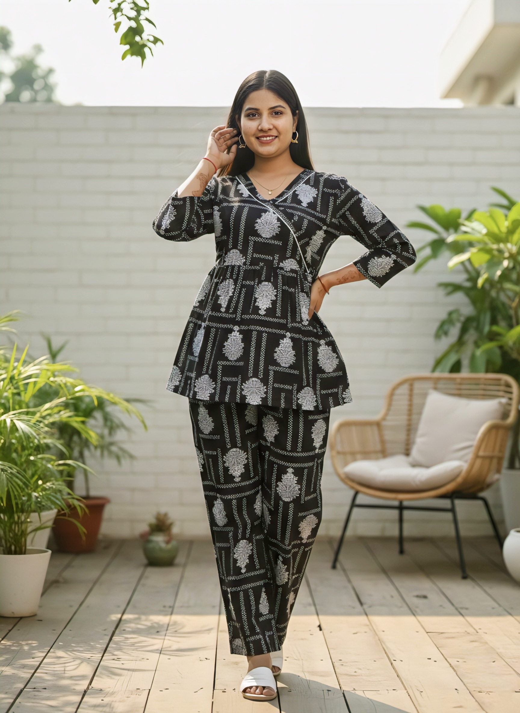 Black Printed Co-Ord Set for Women