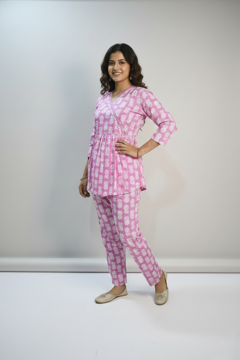 Pink Printed Co-Ord Set for Women