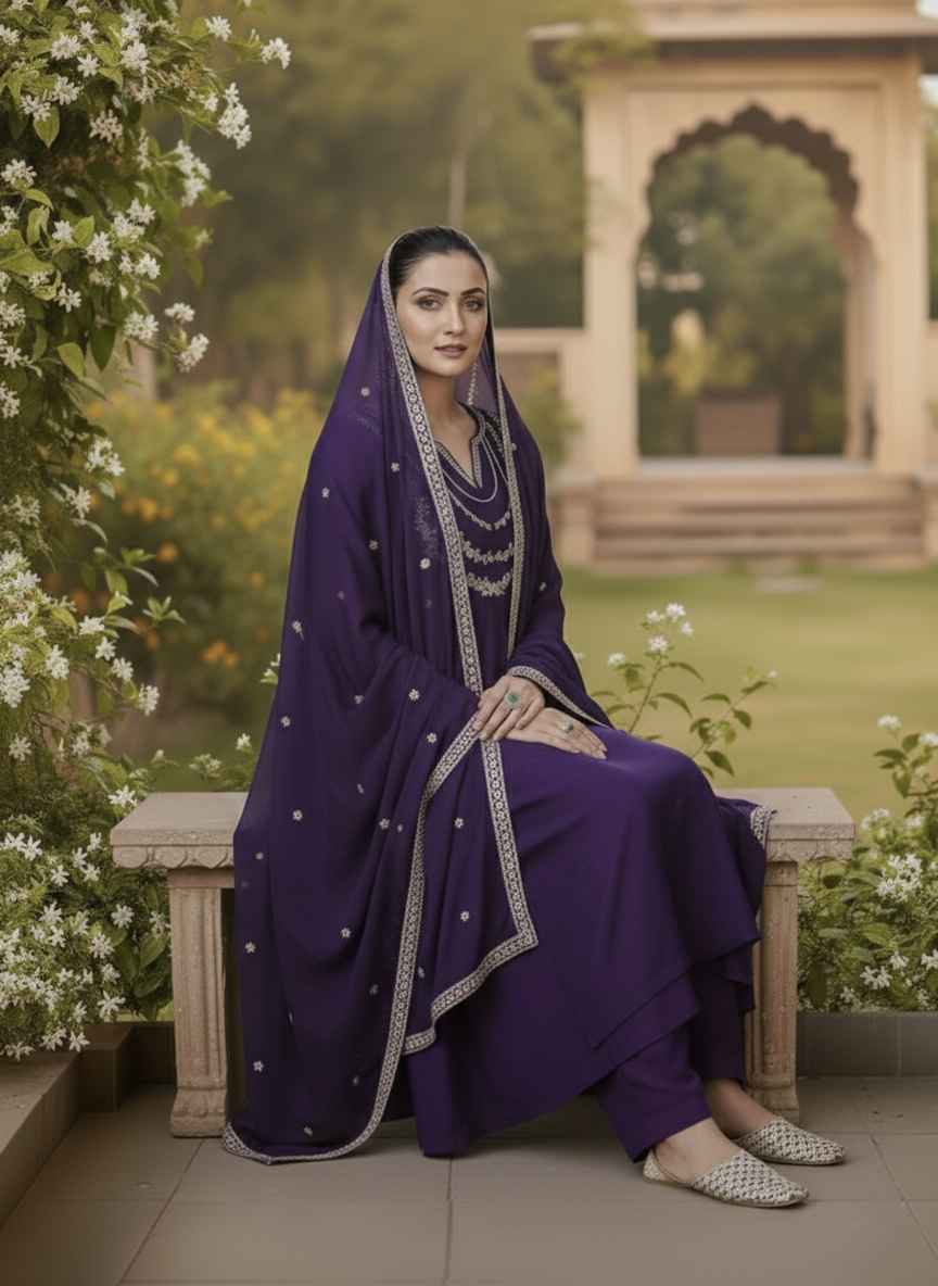 Silk Anarkali kurta set with Dupatta