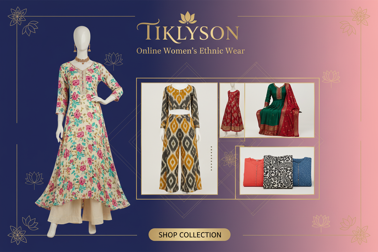 Tiklyson online women ethnic wear salwar suit co-ord set kurti ke liye banner bna do
